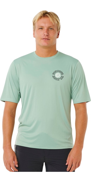 2026 Rip Curl Mens Pacific Rinse Surflite UPF Short Sleeve Rash Vest 16ZMRV - Aloe
